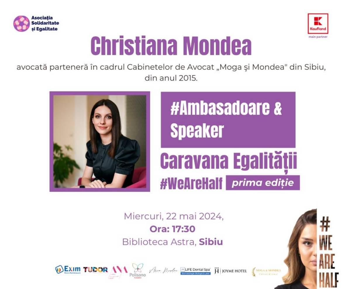 Imagine promotionala a Posterul Doamnei Avocat Mondea la Banner la Caravanei Egalitatii #WeAreHalf.